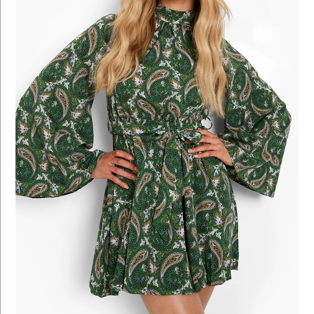 Paisley Print Tie Back Skaters Dress